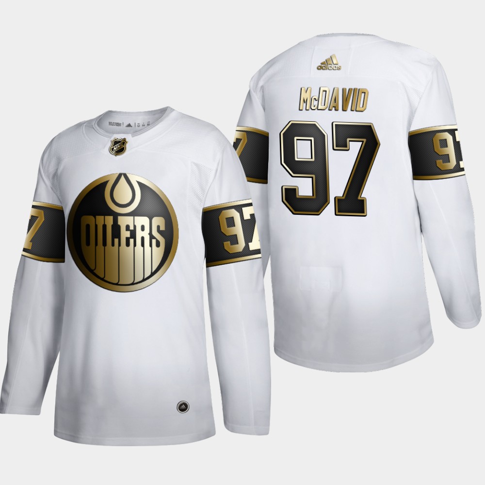 Edmonton Oilers #97 Connor McDavid Men Adidas White Golden Edition Limited Stitched NHL Jersey